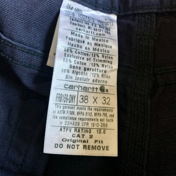 NWT Carhartt FR Midweight Canvas Jean (38 X 32) - Picture 4 of 7